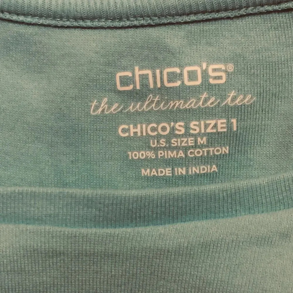 Chicos the ultimate Tee Women's size 1 (US M) Short Sleeve Blue Pima cotton - Picture 2 of 3